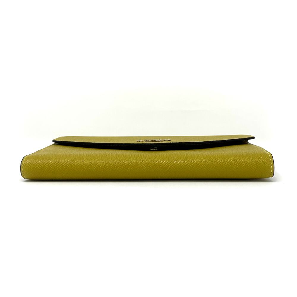 Coach Travel Envelope Wallet Wristlet in Chartreuse Yellow Leather C0707 - Picture 7 of 9